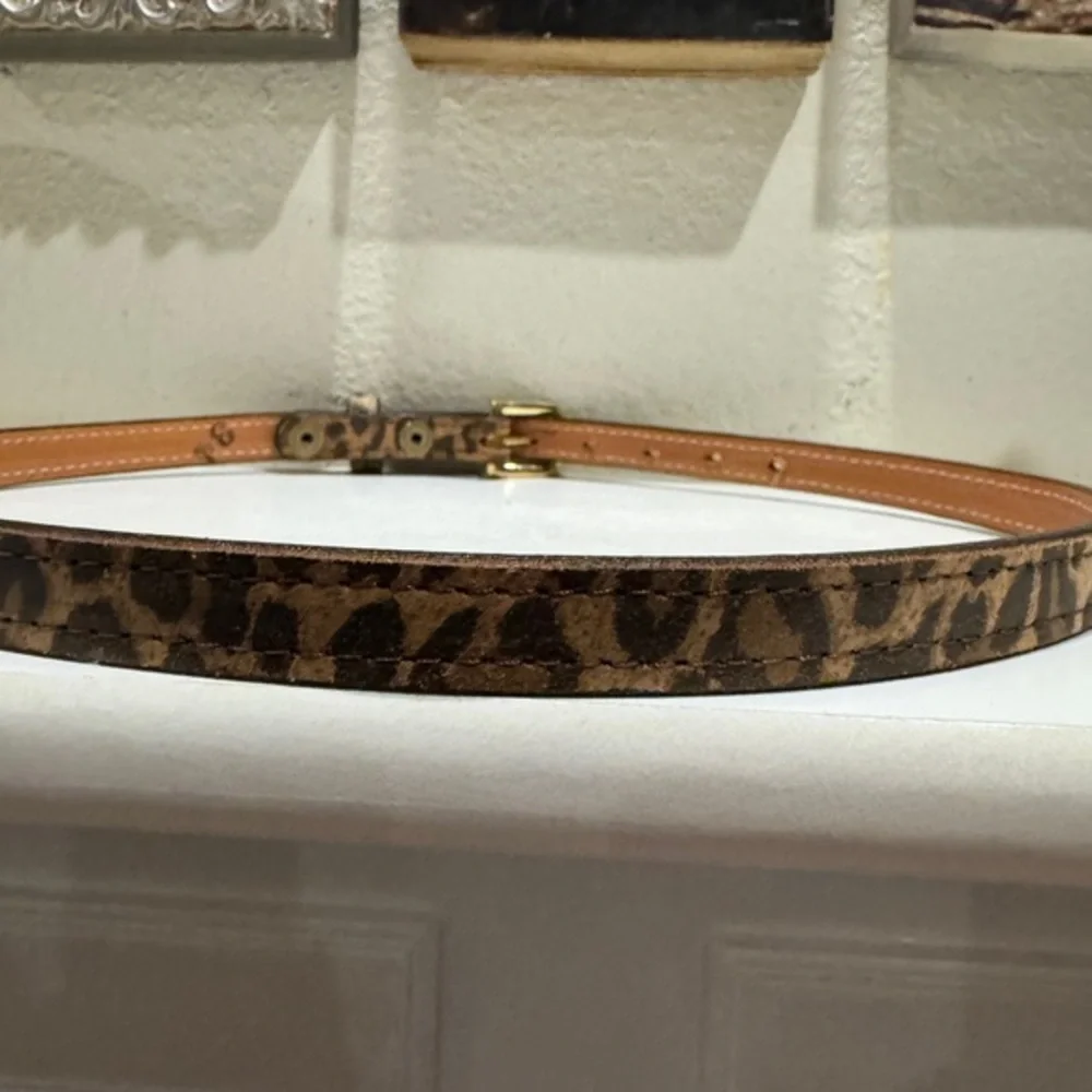 Double J Saddlery Cheetah Print Suede Print Leather‎ Belt, Brass Buckle, Size 34